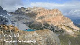  Presentation with popular - Presentation design enhanced with hiking-man-in-canadian-mountains background and a gray colored foreground