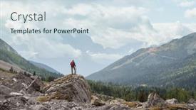  Presentation with popular - Slide deck having hiking-man-in-canadian-mountains background and a sky blue colored foreground