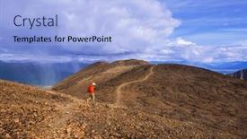  Presentation with activity - Presentation design having hiking-man-in-canadian-mountains background and a light blue colored foreground