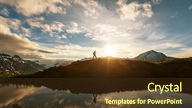  Presentation with couples hiking the mountains - PPT theme consisting of hiking man in canadian mountains background and a  colored foreground