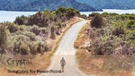  Presentation with adventure - Audience pleasing slide set consisting of hiking-man-in-the-mountains backdrop and a coral colored foreground