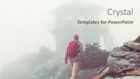  Presentation with adventure - Slide deck featuring hiking-man-in-the-mountains background and a sky blue colored foreground