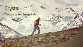  Presentation with hiking - Theme with hiking man in the mountains background and a lemonade colored foreground