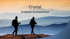  Presentation with trekking - Presentation theme enhanced with hiking mountain - alpine trekking background and a coral colored foreground