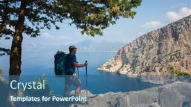  Presentation with way - PPT layouts with hiking-on-lycian-way-man background and a ocean colored foreground