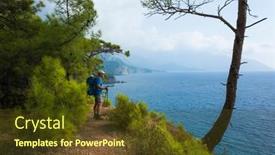  Presentation with under water - PPT layouts consisting of hiking-on-lycian-way-man background and a tawny brown colored foreground