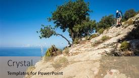  Presentation with walking trail - Presentation theme consisting of hiking-on-lycian-way-man background and a lemonade colored foreground