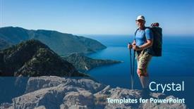  Presentation with way - PPT theme consisting of hiking-on-lycian-way-man background and a ocean colored foreground
