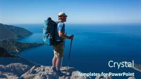  Presentation with way - Colorful theme enhanced with hiking-on-lycian-way-man backdrop and a ocean colored foreground