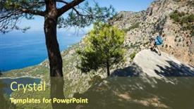  Presentation with activity - Audience pleasing PPT theme consisting of hiking-on-lycian-way-man backdrop and a tawny brown colored foreground
