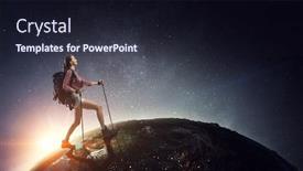  Presentation with trekking - Amazing presentation theme having aim outdoors sport activities - hiking or trekking concept mixed backdrop and a wine colored foreground