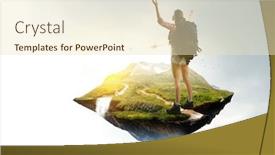  Presentation with trekking - Cool new PPT layouts with aim outdoors sport activities - hiking or trekking concept mixed backdrop and a soft green colored foreground