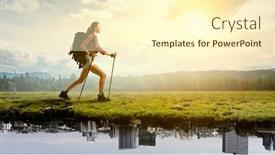  Presentation with trekking - Presentation theme enhanced with hiking-or-trekking-concept-mixed background and a cream colored foreground