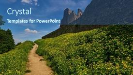  Presentation with destination - Presentation theme with hiking-outing-destination-in-spring background and a  colored foreground