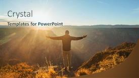  Presentation with hiking - Presentation design enhanced with hiking-scene-in-beautiful-summer background and a light blue colored foreground