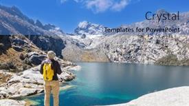  Presentation with hiking - Presentation design featuring hiking-scene-in-cordillera-mountains background and a teal colored foreground