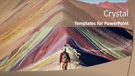  Presentation with rainbow scene - PPT layouts consisting of hiking-scene-in-vinicunca-cusco background and a coral colored foreground