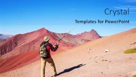  Presentation with rainbow scene - Cool new slides with hiking-scene-in-vinicunca-cusco backdrop and a light blue colored foreground