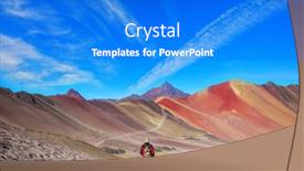  Presentation with rainbow scene - Beautiful slide deck featuring hiking-scene-in-vinicunca-cusco backdrop and a cobalt blue colored foreground