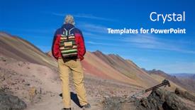  Presentation with rainbow scene - Audience pleasing slide set consisting of hiking-scene-in-vinicunca-cusco backdrop and a teal colored foreground