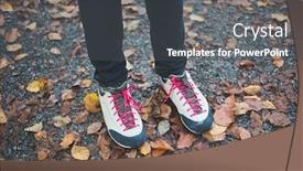  Presentation with trail - Cool new slide set with hiking shoes on autumn trail backdrop and a dark gray colored foreground