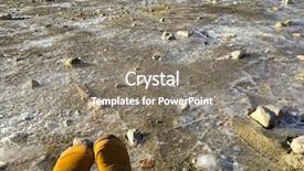  Presentation with lake ice - Slide set featuring hiking shoes on frozen sheet background and a gray colored foreground