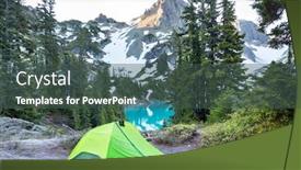  Presentation with tent - PPT theme consisting of hiking-tent-in-the-mountains background and a dark gray colored foreground