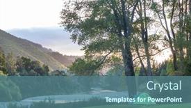  Presentation with tent - Audience pleasing PPT layouts consisting of hiking-tent-in-the-mountains backdrop and a ocean colored foreground