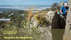  Presentation with roman ruins - Presentation design featuring hiking-the-lycian-way-man background and a tawny brown colored foreground