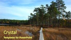  Presentation with hiking - Cool new presentation theme with hiking trail bruksleden on wetland backdrop and a tawny brown colored foreground