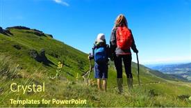  Presentation with trail - Amazing presentation having hiking-trail-family-with-backpack backdrop and a tawny brown colored foreground