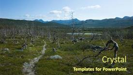  Presentation with scandinavia - Beautiful presentation theme featuring hiking-trail-in-abisko-national backdrop and a tawny brown colored foreground
