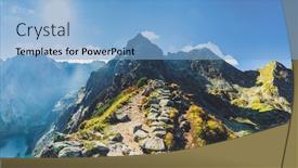  Presentation with trail - Cool new PPT layouts with hiking trail in tatra mountains in poland towards koscielec peak backdrop and a light blue colored foreground