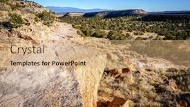  Presentation with trail - PPT theme having hiking-trail-through-tsankawi-village background and a coral colored foreground