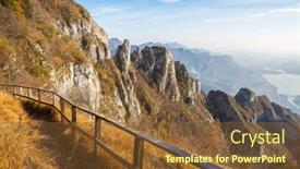  Presentation with trail - Presentation design having hiking-trail-with-a-panoramic background and a tawny brown colored foreground