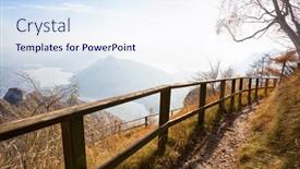  Presentation with trail - Slide deck having hiking-trail-with-a-panoramic background and a sky blue colored foreground