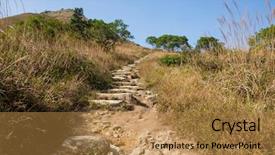  Presentation with trail - PPT theme featuring life path winding - hiking trail background and a gold colored foreground