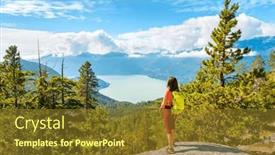  Presentation with british columbia - Slide deck with hiking-woman-at-viewpoint background and a  colored foreground