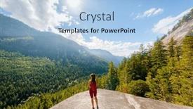  Presentation with british columbia - PPT theme enhanced with hiking-woman-reaching-amazing-viewpoint background and a  colored foreground