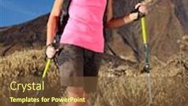  Presentation with volcano - PPT layouts consisting of hiking young asian female model hiking backpacking in very scenic and beautiful volcanic landscape on the volcano teide tenerife spain background and a tawny brown colored foreground