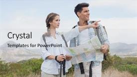  Presentation with terrain map - Cool new presentation design with cute baby bunny looks curiously out of the basket backdrop and a light gray colored foreground