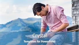  Presentation with hiking mountain - Beautiful theme featuring hiking - young man sitting at mountain hut in the bavarian alps and enjoys the panorama in the leisure time or in vacation he carves a stick backdrop and a teal colored foreground