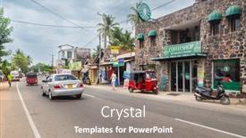  Presentation with busy street - Presentation design having hikkaduwa-sri-lanka-february-20 background and a  colored foreground