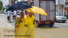  Presentation with nuns - Beautiful presentation theme featuring hikkaduwa-sri-lanka-march-4 backdrop and a gold colored foreground