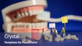  Presentation with office workers - Cool new slide set with hilarious miniature workers performing dental backdrop and a ocean colored foreground