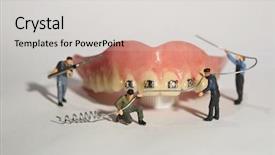  Presentation with dental office - Cool new presentation design with hilarious miniature workers performing dental backdrop and a lemonade colored foreground