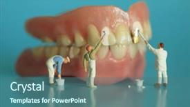  Presentation with dental office - Audience pleasing presentation design consisting of hilarious miniature workers performing dental backdrop and a ocean colored foreground