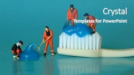  Presentation with office workers - Beautiful presentation design featuring officeart - hilarious miniature workers performing dental backdrop and a teal colored foreground