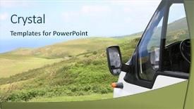  Presentation with hill - Presentation theme featuring hill by the sea template background and a sky blue colored foreground