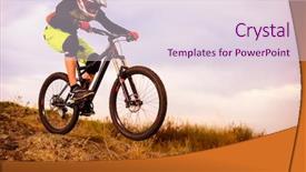  Presentation with triathlon professional cyclist man cycling - PPT theme having hill extreme sport concept free background and a lemonade colored foreground